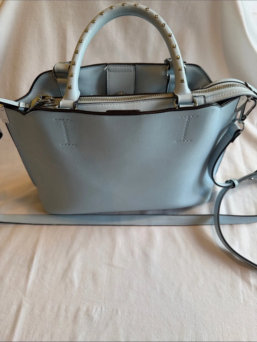 INC International Concepts Light Blue Studded Top-Handle Satchel